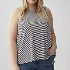 Molly & Isadora black and white Lynn striped tanktop 2X, soft w/ stretch